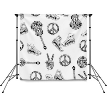 Seamless Pattern With Black And Pole Pocket Backdrop