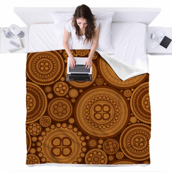 Seamless Pattern With Brown Dotted Fleece Bed Blanket