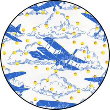 Seamless Pattern With Clouds And Airplanes Round Rug