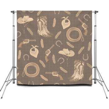 Seamless Pattern With Cowboy Custom Size Backdrop