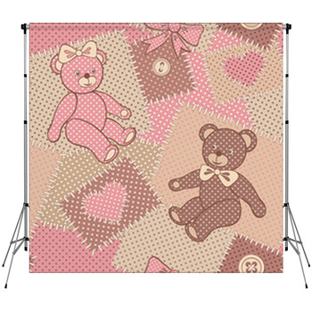 Seamless Pattern With Cute Bears Custom Size Backdrop