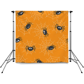 Seamless Pattern With Cute Spiders  Pole Pocket Backdrop
