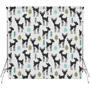 Seamless Pattern With Deer And Custom Size Backdrop