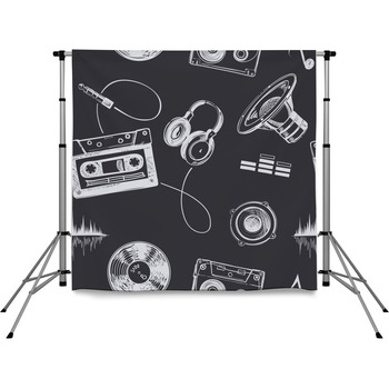 Seamless Pattern With Doodle Music  Pole Pocket Backdrop