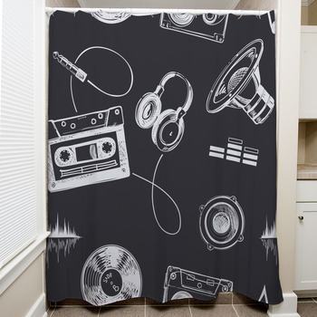 Seamless Pattern With Doodle Music Shower Curtain
