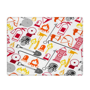 Seamless Pattern With Firefighting Items Fire Bath Mat