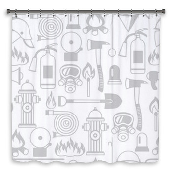 Seamless Pattern With Firefighting Items Shower Curtain