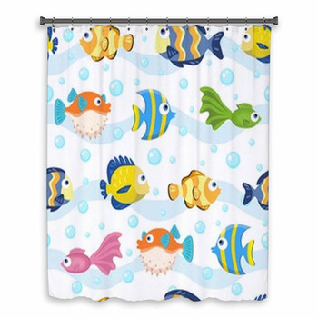 Seamless Pattern With Fish Custom Size Shower Curtain