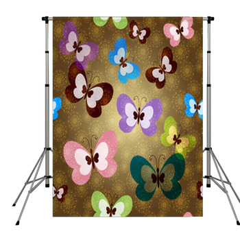 Seamless Pattern With Green Pole Pocket Backdrop