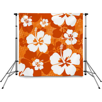 Seamless Pattern With Hibiscus Pole Pocket Backdrop