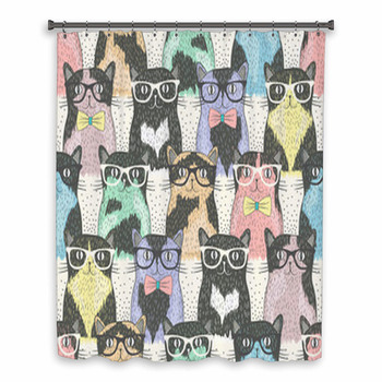 Seamless Pattern With Hipster  Custom Size Shower Curtain
