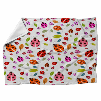 Seamless Pattern With Ladybirds And Leaves Fleece Blanket