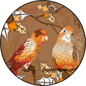 Seamless Pattern With Pair Of Budgies Round Rug