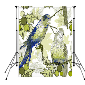 Seamless Pattern With Parrots And Pole Pocket Backdrop