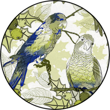 Seamless Pattern With Parrots And Berries Round Rug