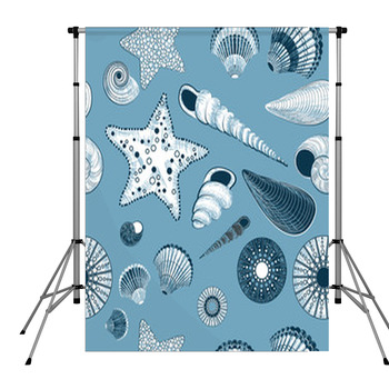 Seamless Pattern With Seashells Pole Pocket Backdrop