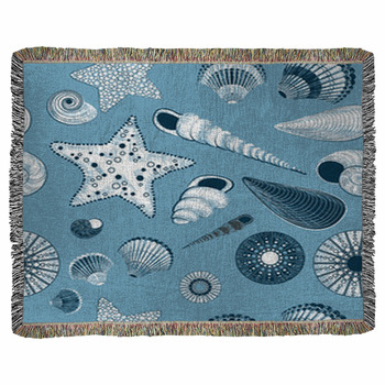 Seamless Pattern With Seashells Woven Throw Blanket