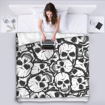 Seamless Pattern With Skulls Vector Fleece Blanket