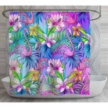 Seamless Pattern With Tropical Florals Shower Curtain