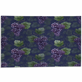 Seamless Pattern With Watercolor Grapes Area Rug