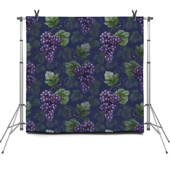 Seamless Pattern With Watercolor Grapes Fleece Backdrop