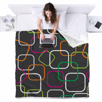 Seamless Retro Pattern Fleece Bed Blanket