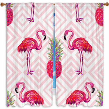 Seamless Summer Tropical Custom Size Window Curtain