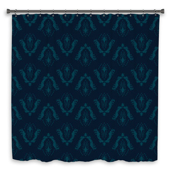 Seamless Vintage Damask Blue Custom Size Shower Curtain