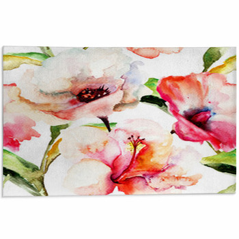 Seamless Wallpaper With Lily Flowers Area Rug