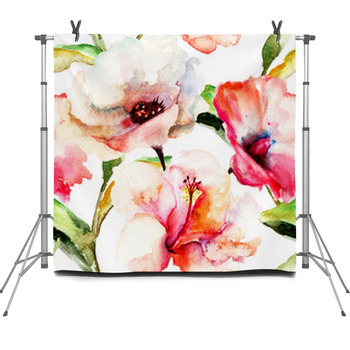 Seamless Wallpaper With Lily Flowers Fleece Backdrop
