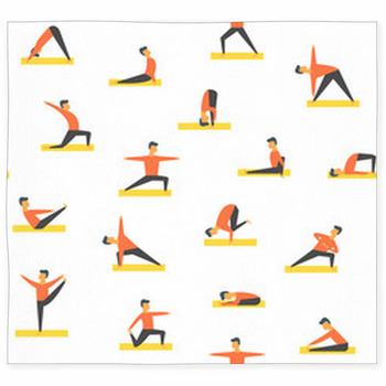 Seamless Yoga Poses Asamas Pattern  Custom Size Floor Mat