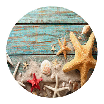 Beach Sand Seashells Starfishes Pattern Round Floor Mat Living Room Area Rugs 