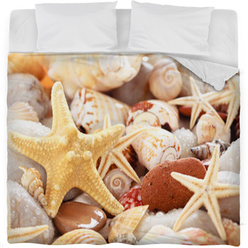 Seashells Background. Fleece Bed Blanket