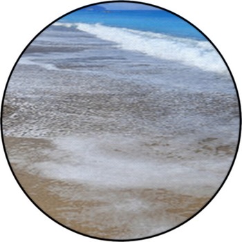 Seashore Waves On Sand Beautiful Background Round Rug