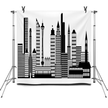 Seattle City Skyline Panorama Clip Art Fleece Backdrop