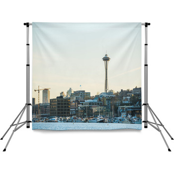Seattle Cityskyline Over Lake Pole Pocket Backdrop