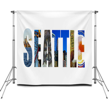 Seattle On White Custom Size Backdrop