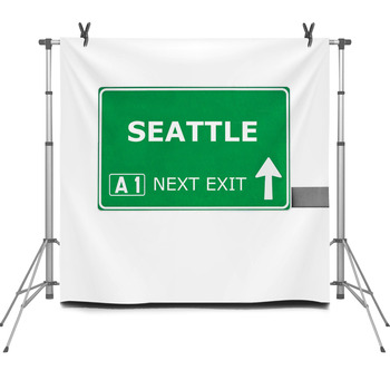 Seattle Road Sign Isolated On White Fleece Backdrop