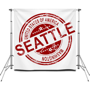 Seattle Washington Stamp With Custom Size Backdrop