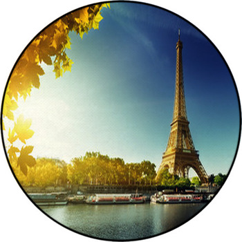Seine In Paris With Eiffel Tower In Autumn Round Rug