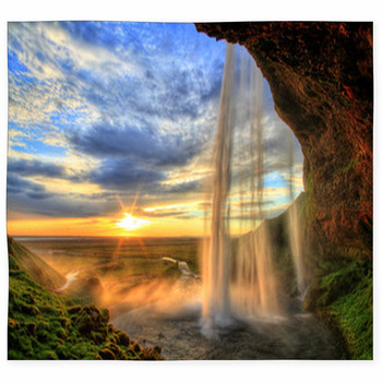 Seljalandfoss Waterfall At Sunset Custom Size Floor Mat