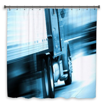 Semi Truck In Motion Shower Curtain