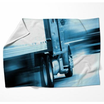 Semi Truck In Motion Woven Throw Blanket