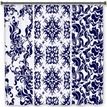 Set Of 3 Seamless Patterns Shower Curtain