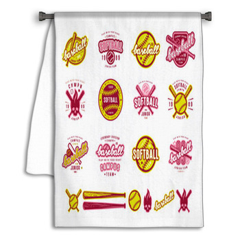 Set Of Baseball And Softball Badges Towel