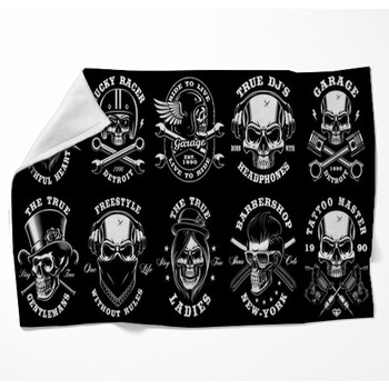 Set Of Black And White Skulls Woven Throw Blanket