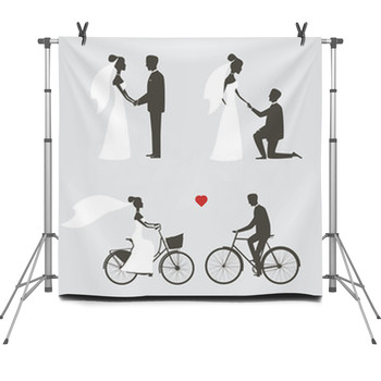 Set Of Bride And Groom Poses For Fleece Backdrop