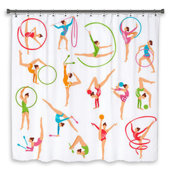 Set Of Color Gymnast Girl Figures Shower Curtain