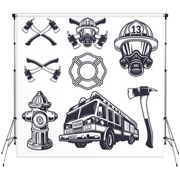 Set Of Designed Firefighter Custom Size Backdrop