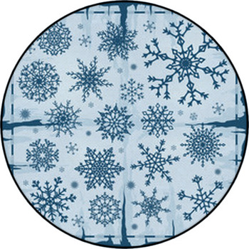 Set Of Different Snowflakes Over Old Damaged Round Rug